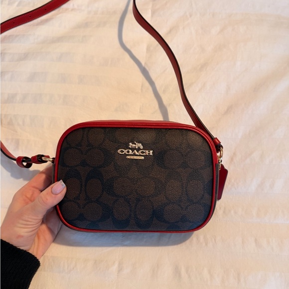 Coach Handbags - Coach Black and Red Signature Crossbody Bag